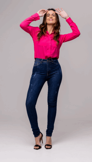 Calça Jeans Skinny Escura C/Puídos - REF 1021