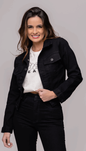 Jaqueta Jeans Feminina Preta - REF 1712
